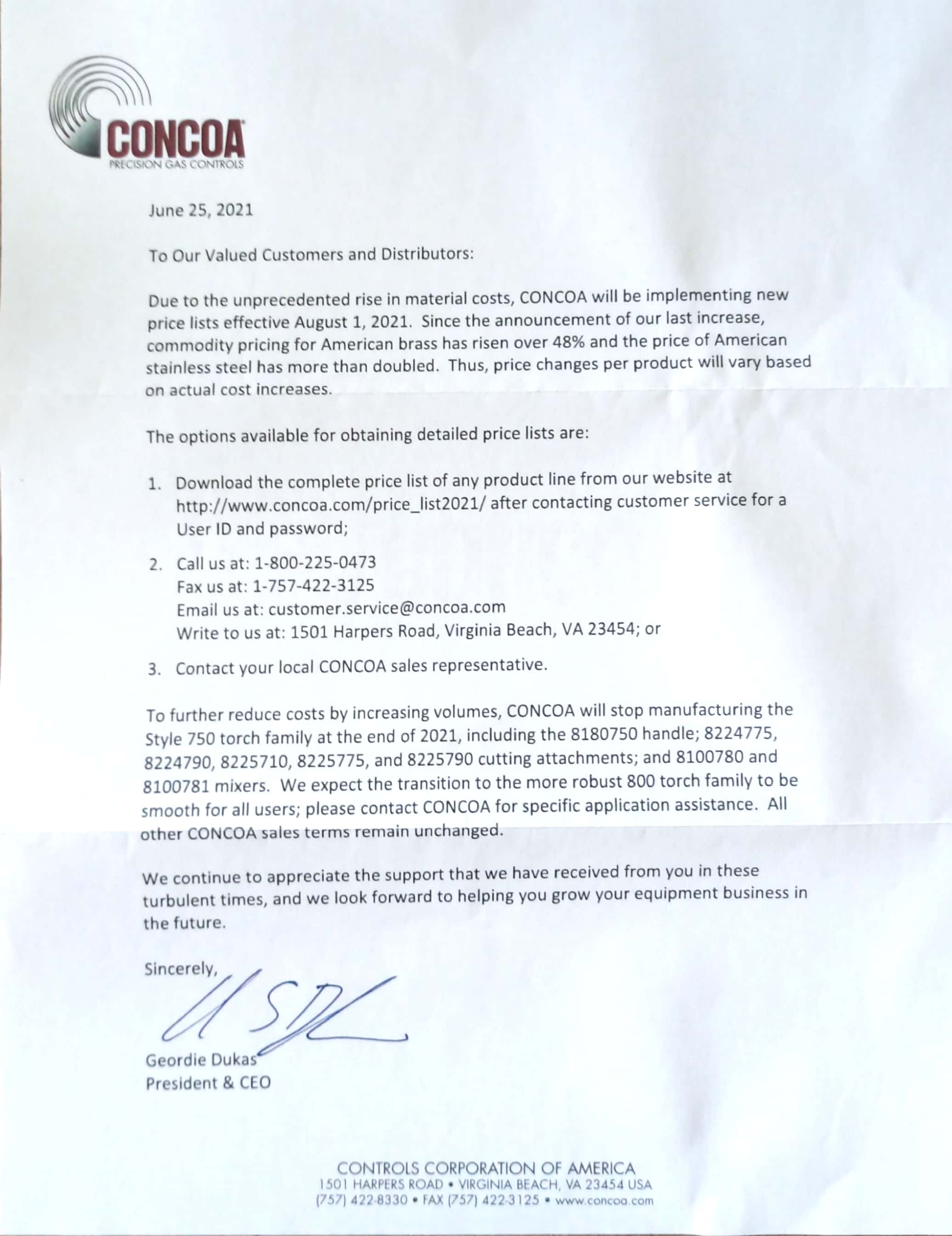 2021��8��1������CONCOA�ؚ��O��ͮaƷ�r���{��֪ͨ